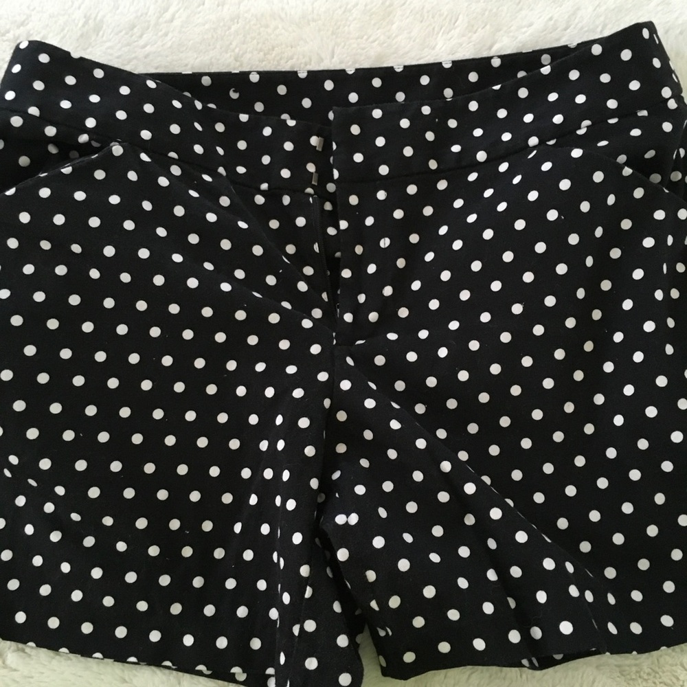 Polka dotted black and white shorts size 10